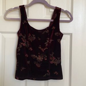 Burgundy velvet form fitting top